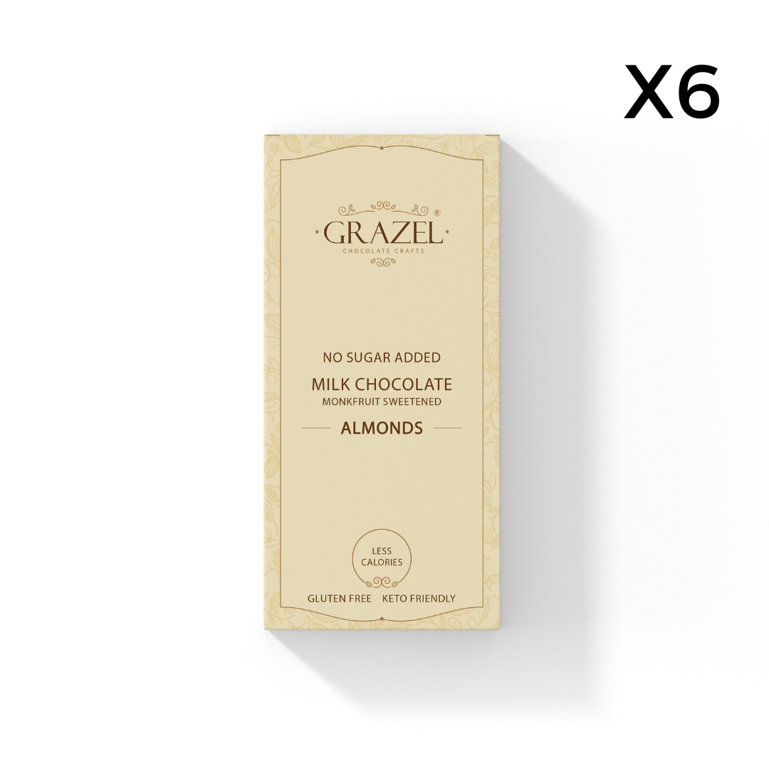 Bundle of 6 Sugar free Milk Chocolates - Almond