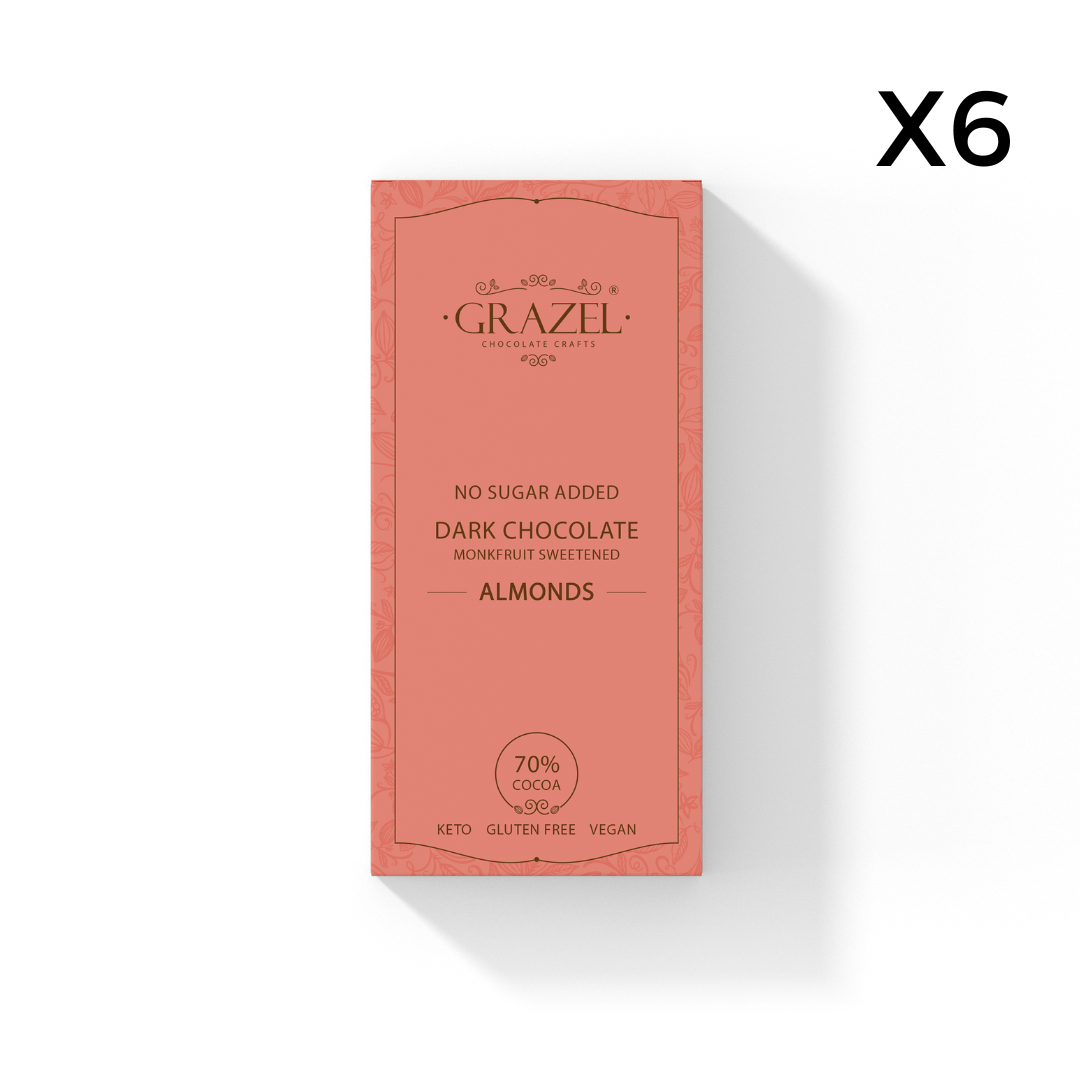 Bundle of 6 Sugar free Dark Chocolates - Almond