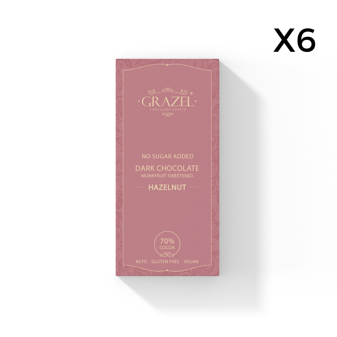 Bundle of 6 Sugar free Dark Chocolates - Hazelnut