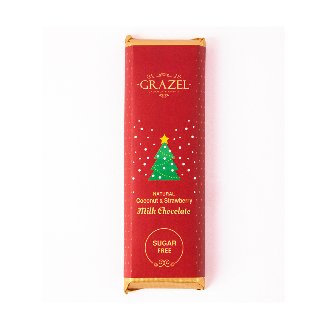 Sugar free Milk chocolate with Strawberry & Coconut - Christmas Edition