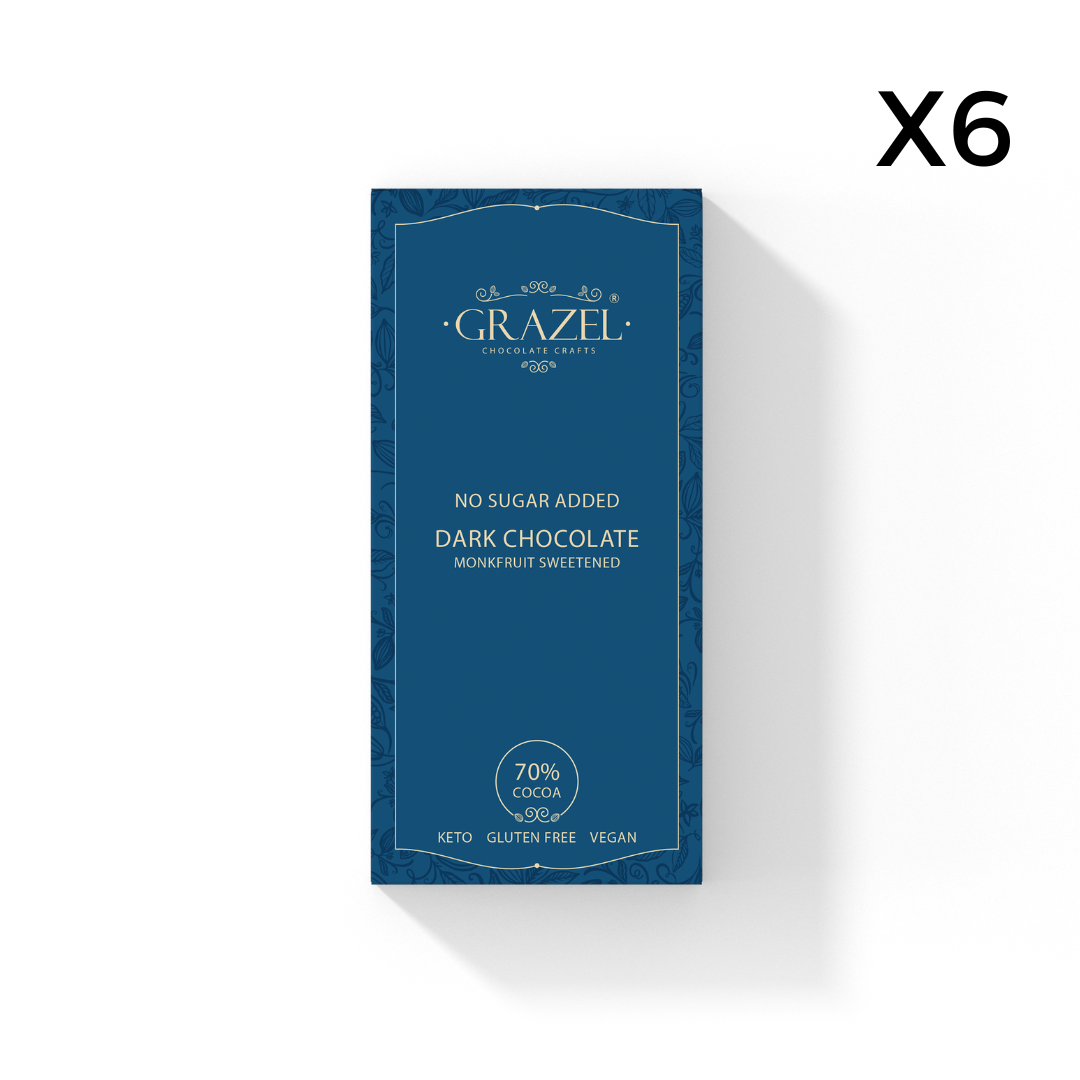 Bundle of 6 Sugar free Dark Chocolates - 70% Cocoa