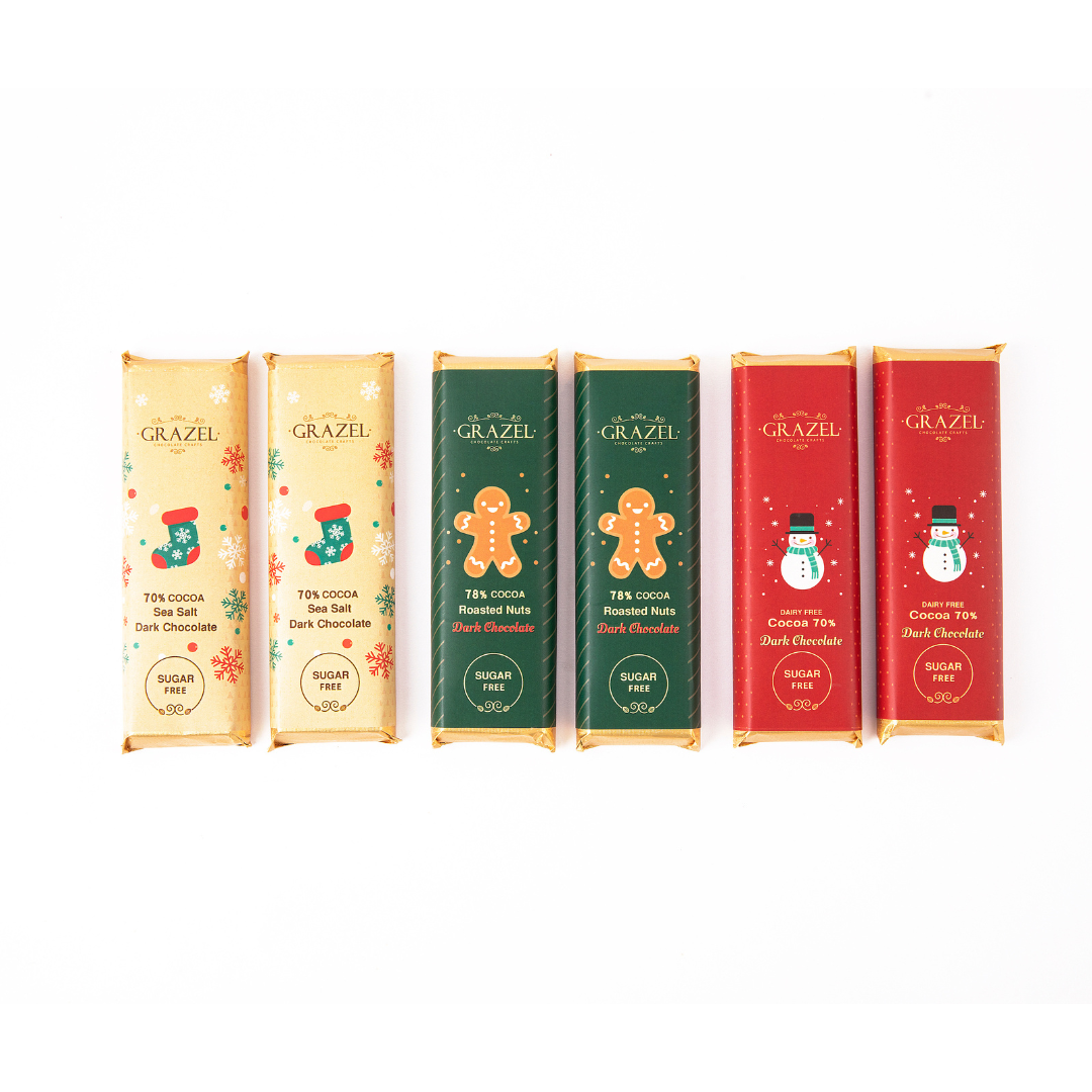 Bundle of 6 Sugar free dark Chocolates - Christmas edition