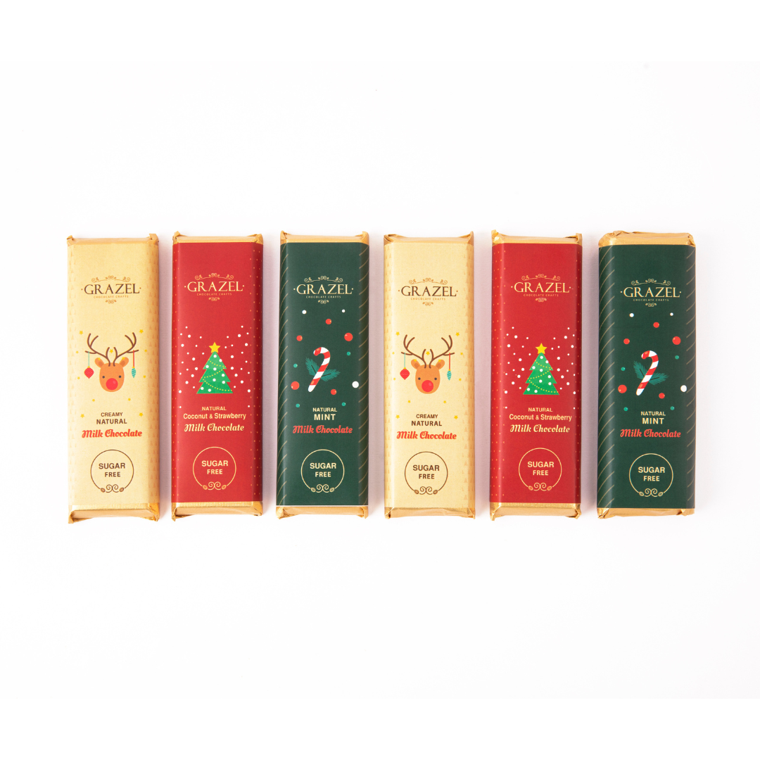 Bundle of 6 Sugar free milk Chocolates - Christmas edition