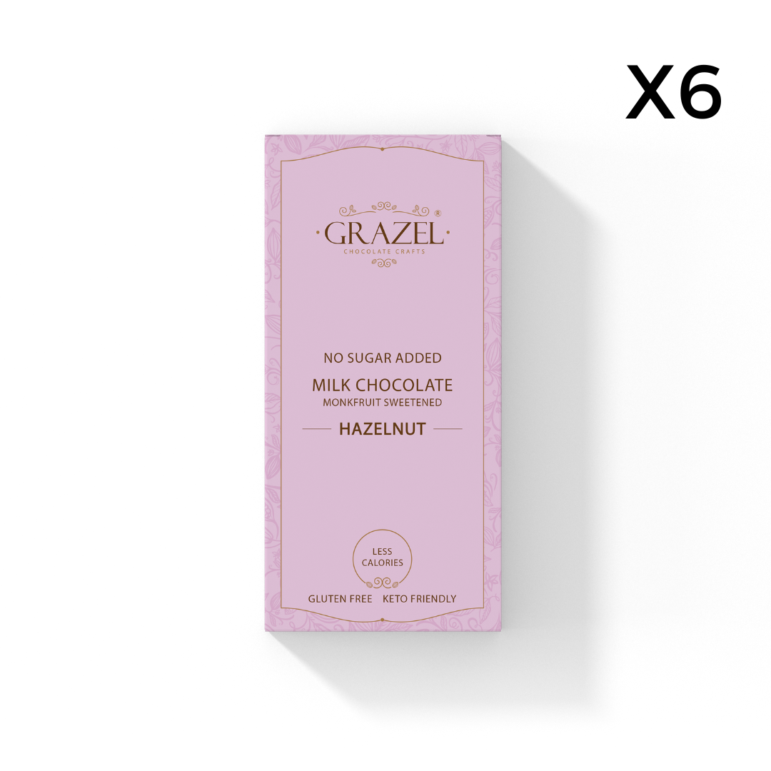 Bundle of 6 Sugar Free Milk Chocolates - Hazelnut