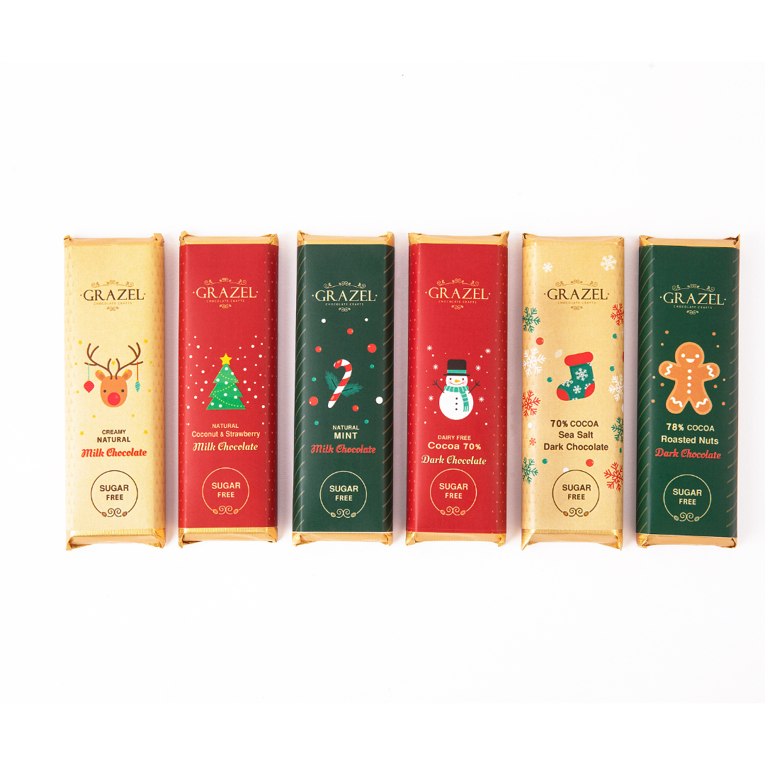 Bundle of 6 Sugar free assorted Chocolates - Christmas edition