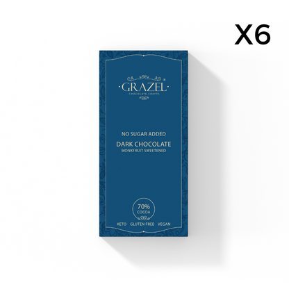 Bundle of 6 Sugar free Dark Chocolates - 70% Cocoa