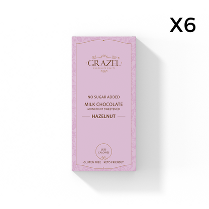 Bundle of 6 Sugar Free Milk Chocolates - Hazelnut