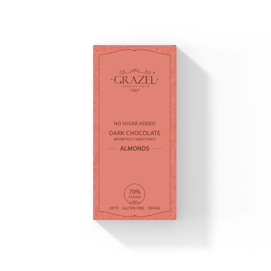 Sugar free Dark Chocolate - Almonds - Classic Bar